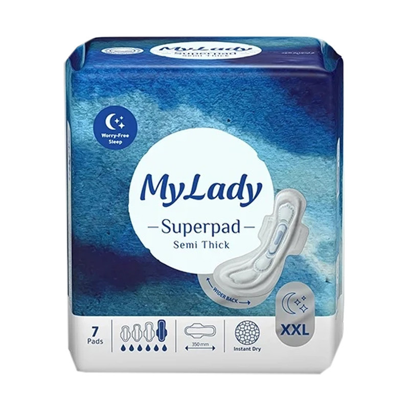 نوار بهداشتی بالدار ضخیم روز و شب مای لیدی مدل Superpad سایز خیلی خیلی بزرگ چهار بسته 7 عددی