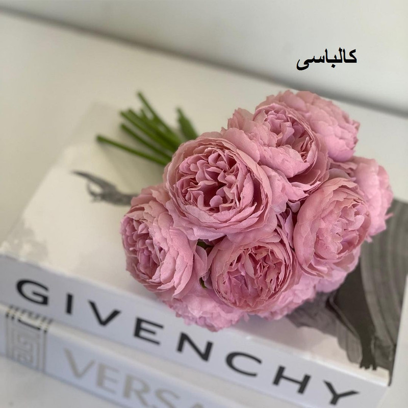گل مصنوعی پیونی مدل pa-1062، دسته 10 شاخه‌ای پارچه‌ای قابل شستشو، ابعاد 20×20×38 سانتی‌متر، وزن 400 گرم
