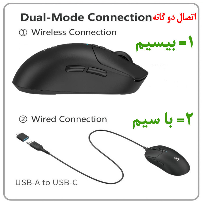 ماوس گیمینگ دوگانه بی‌سیم و باسیم ای فورتک مدل R72_ULTRA