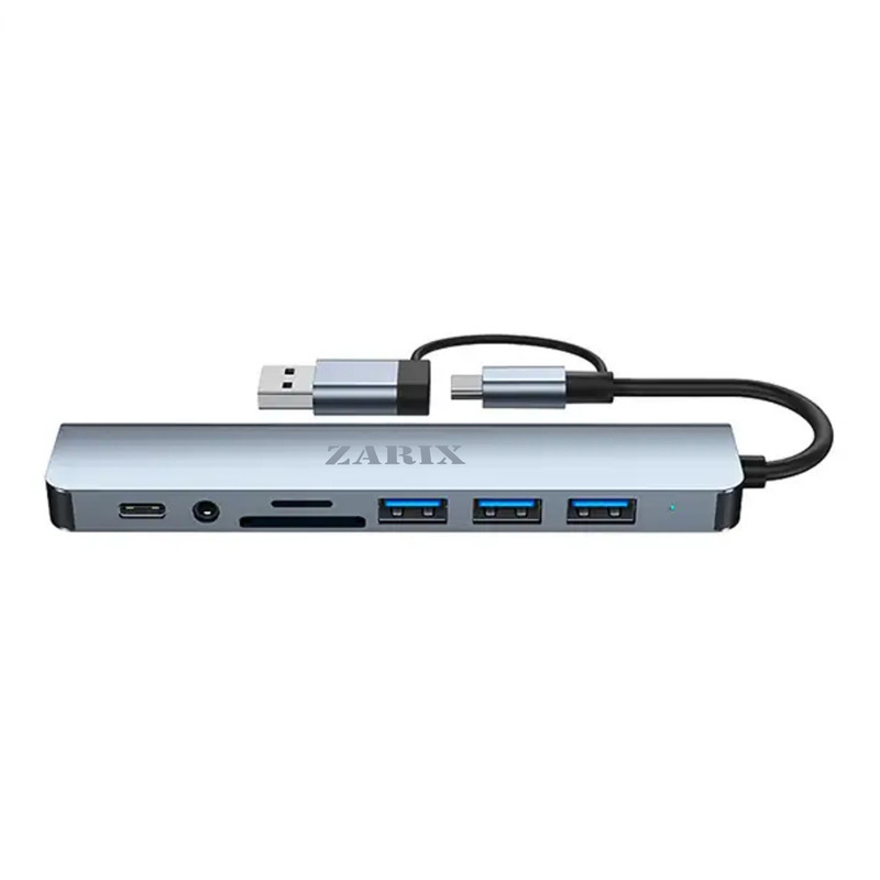 هاب 8 پورت USB 3.0USB-C زاریکس مدل Z8 Pro