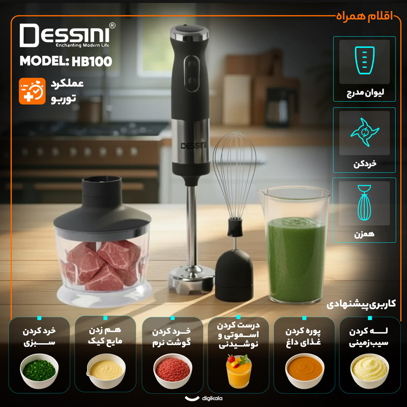 گوشت کوب برقی چندکاره 850 وات دسینی مدل HB100