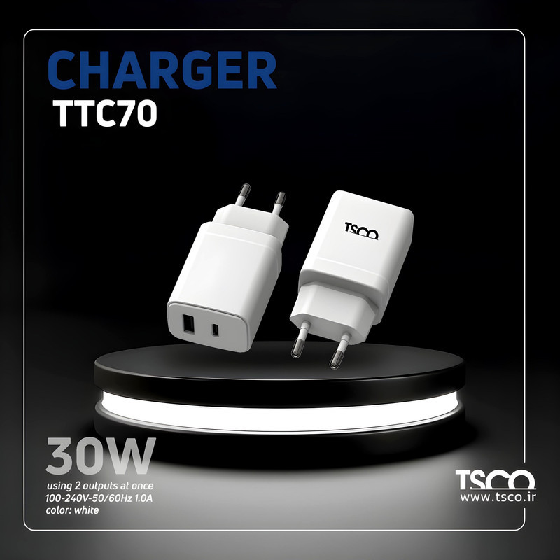 شارژر دیواری ۳۰ وات تسکو مدل TTC 70