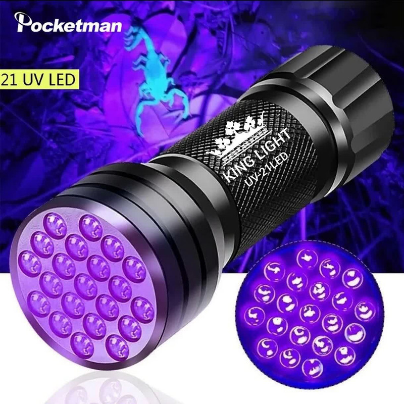 چراغ قوه دستی کینگ لایت مدل UV-21Led با نور بنفش