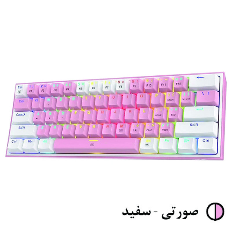 کیبورد گیمینگ ردراگون مدل K617 FIZZ، سوییچ مکانیکال قرمز، Tenkeyless، نورپردازی RGB