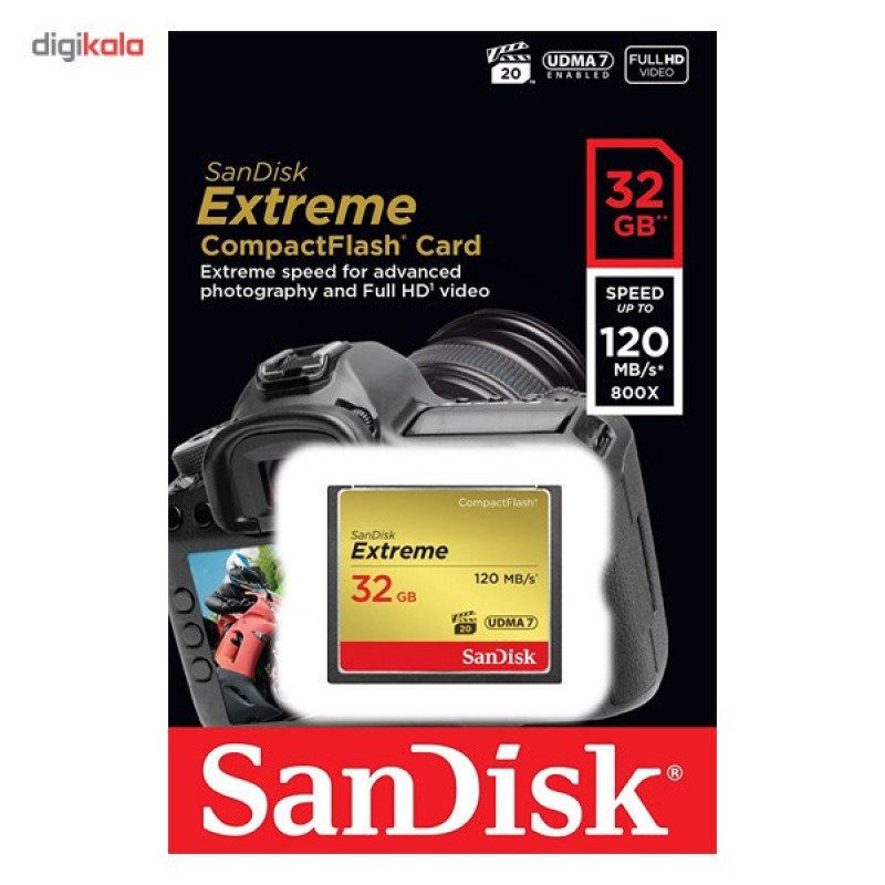 کارت حافظه CompactFlash سن دیسک مدل Extreme سرعت 800X 120MBps ظرفیت 32 گیگابایت