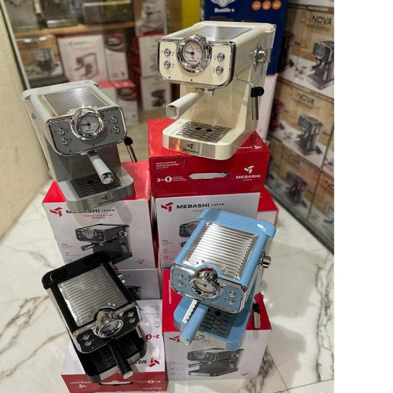 اسپرسو ساز خانگی 1.5 لیتری مباشی مدل ME-ECM 2039، نیمه اتوماتیک با مصرف پودر قهوه، مناسب تهیه اسپرسو و کاپوچینو، دارای یک عدد نازل قهوه، سیستم گرم کردن فنجان