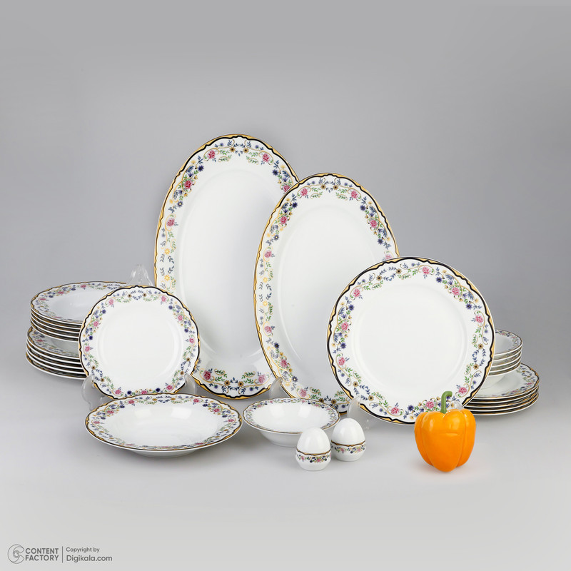 سرویس  غذا خوری 28 پارچه چینی زرین ایران سری ایتالیا اف مدل Golestan 2 درجه عالی