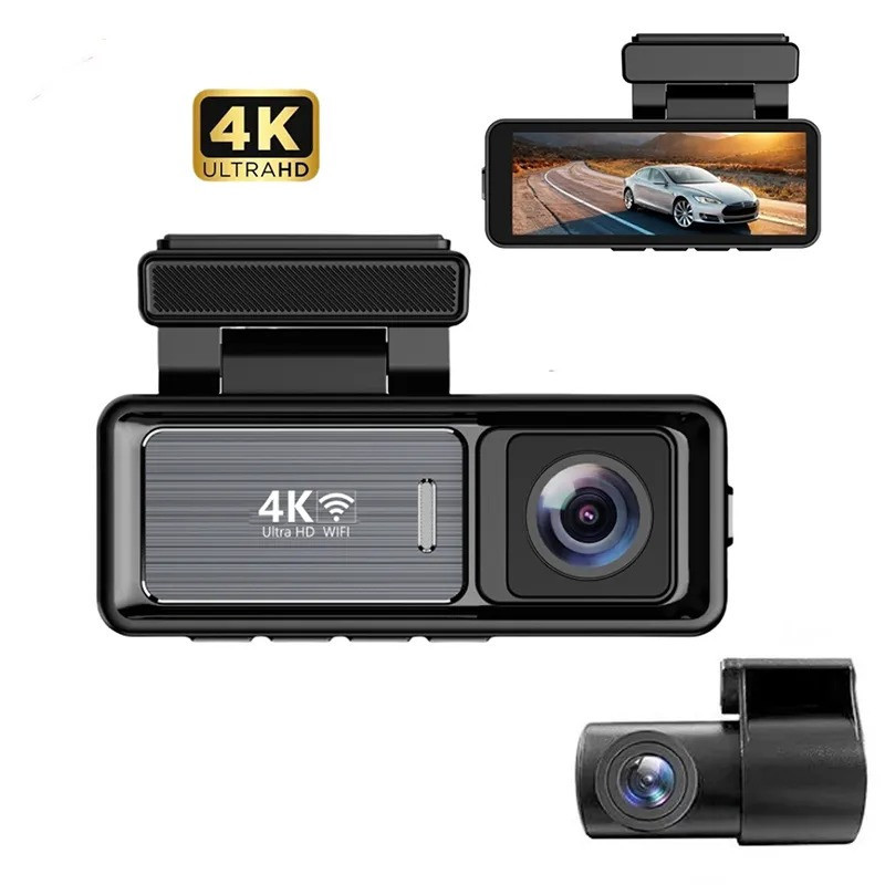 دوربین ثبت وقایع خودرو اتوویژن مدل 4kUHD به همراه دوربین عقب و رم 64 گیگ بایت و کیت برق مستقیم