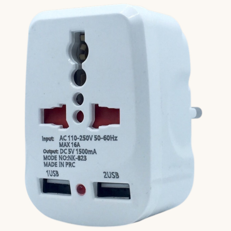 مبدل برق مدل 2USB-1500MA بسته 12 عددی