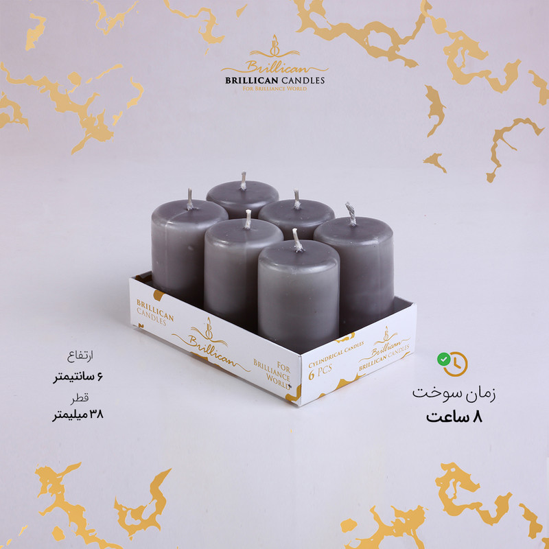 شمع مدل استوانه بسته 6 عددی
