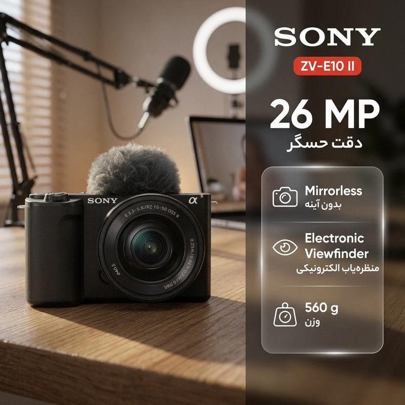 دوربین دیجیتال بدون آینه سونی مدل zv-e10 به همراه لنز 16-50 ii