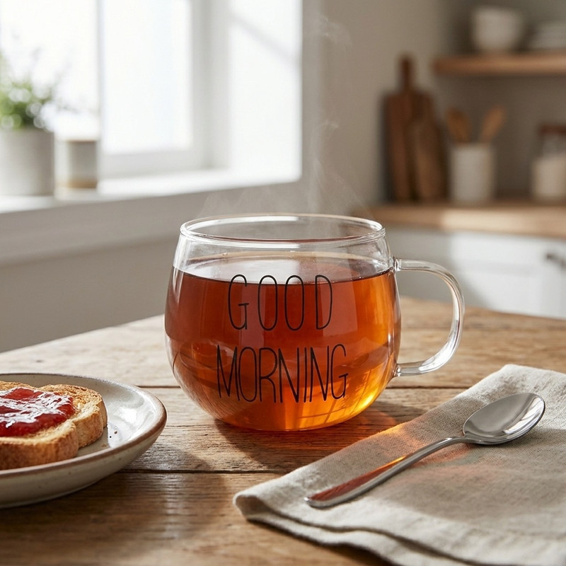 لیوان مدل پیرکس تپل Good Morning