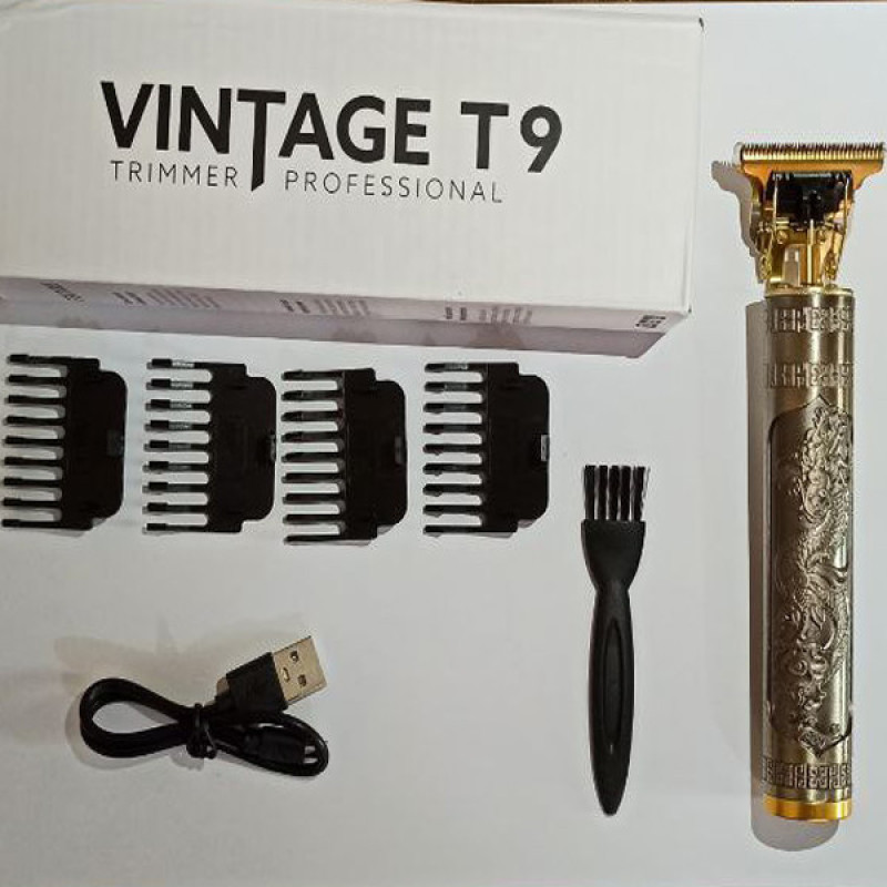 ماشین اصلاح موی سر و صورت شارژی مدل VINTAGE با تیغه استیل ضد زنگ، قابلیت اصلاح صفر و خط زن، باتری 800 میلی‌آمپر ساعت، پورت شارژ USB، طراحی ارگونومیک و چهار شانه اصلاح 1.5 تا 4 میلی‌متری