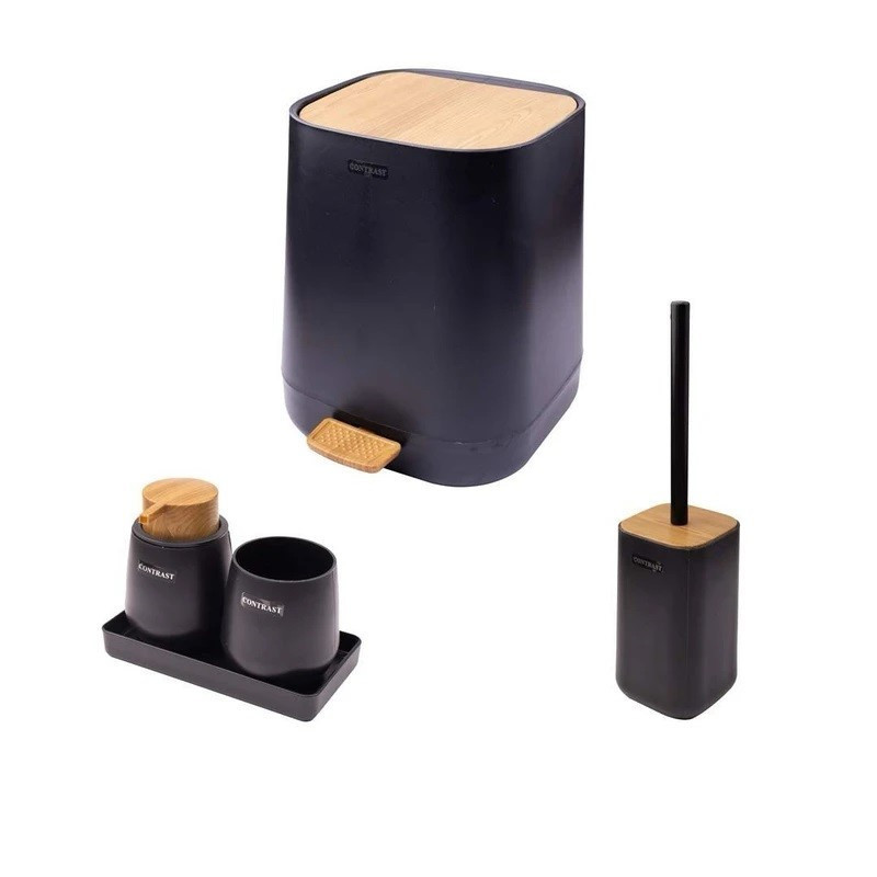 ست سرویس بهداشتی 5 پارچه کنتراست مدل میامی طرح چوب کد TP64144