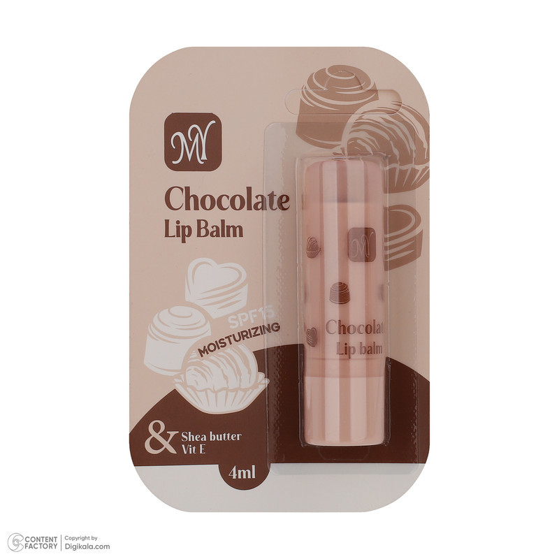 بالم لب مای مدل CHOCOLATE مخصوص بانوان، مرطوب‌کننده و حاوی کره کاکائو و ویتامین‌های تقویتی، مناسب پوست لب معمولی، با محفظه ماتیکی