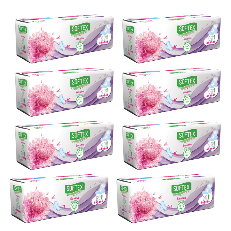 نوار بهداشتی بالدار سافتکس مدل Sensitive مجموعه 8 عددی