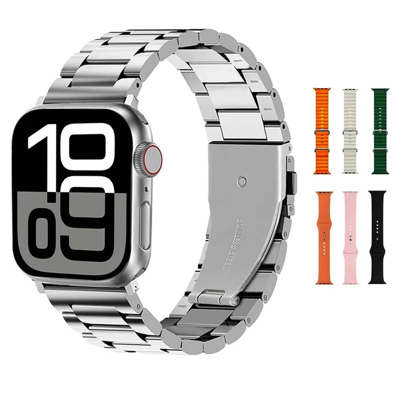 ساعت هوشمند 46 میلیمتری ورنا مدل W46 MAX با بند فلزی به همراه 6 بند اضافه
