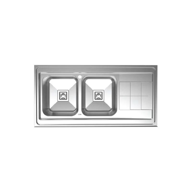 سینک ظرفشویی استیل روکار دو لگنه کن مدل 9152s-R