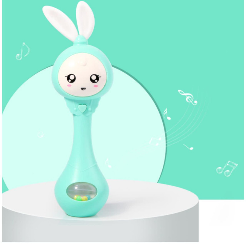 جغجغه ناب سل مدل دستی دندان گیر چراغدار موزیکال خرگوش بامزه  کد Funny rabbit teething hand rattle
