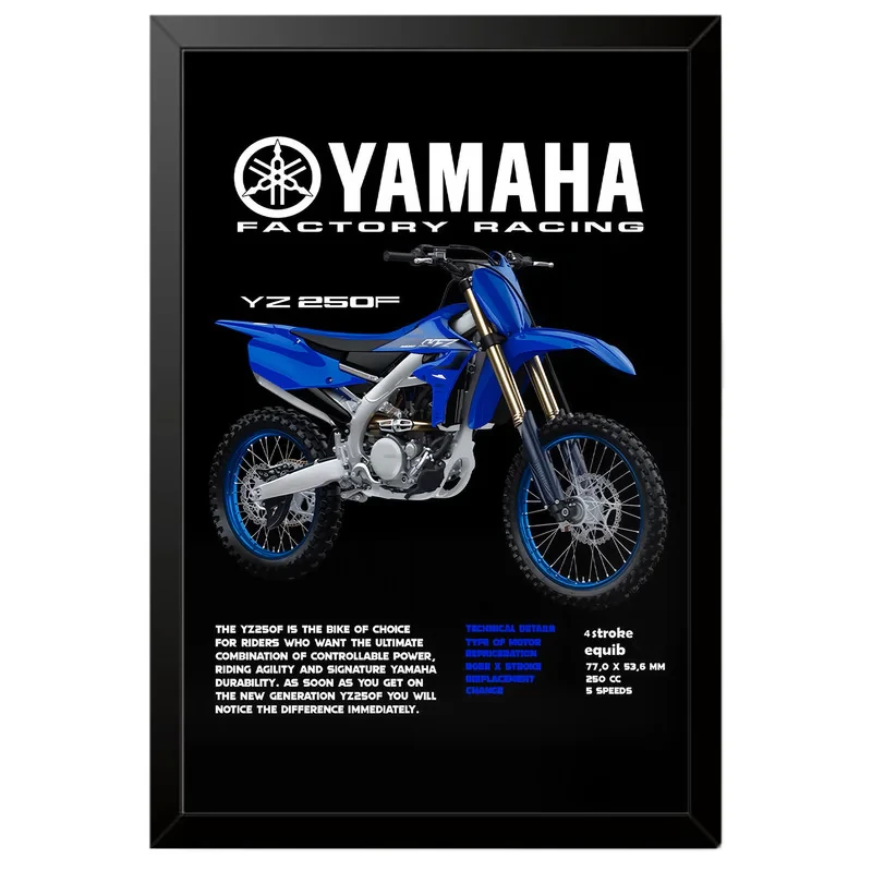 تابلو بکلیت طرح موتور سنگین یاماها YAMAHA YZ250F مدل b-po1606 فریم مشکی