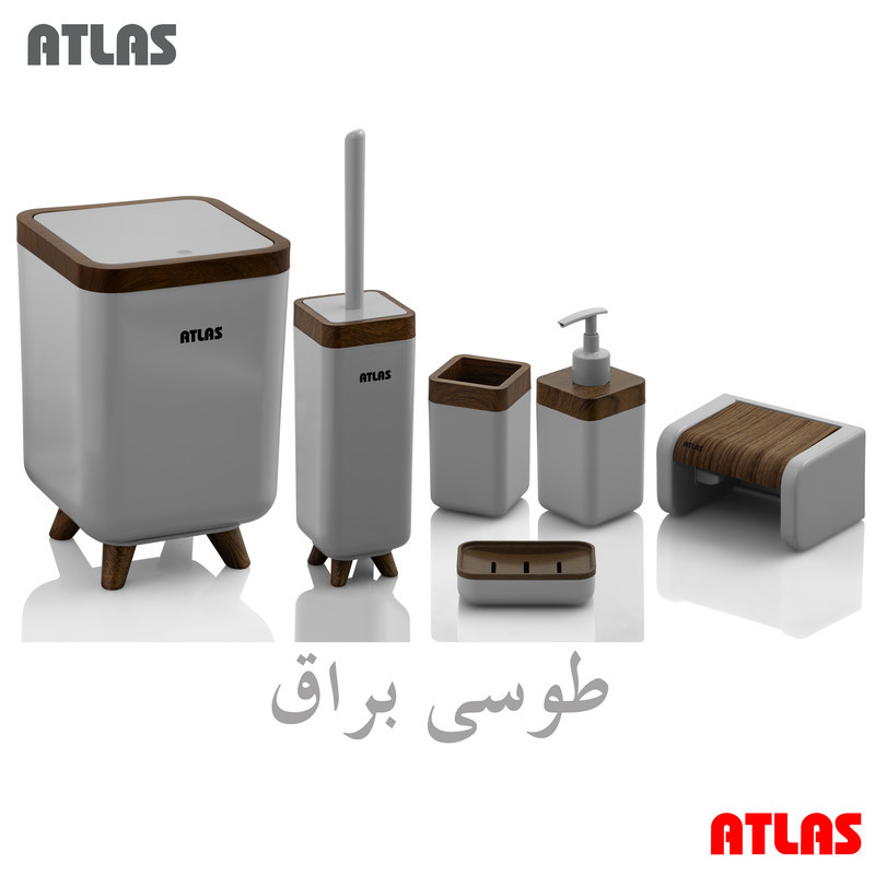 ست سرویس بهداشتی 6 تکه اطلس مدل چوب ژیوار