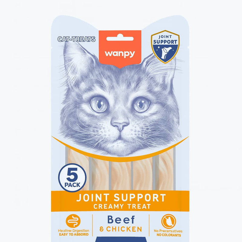 تشویقی گربه ونپی مدل Joint Support طعم مرغ و گوشت بسته 5 عددی وزن 70 گرم