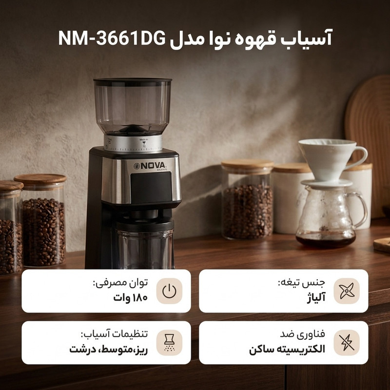 آسیاب قهوه نوا مدل  NM-3661DG