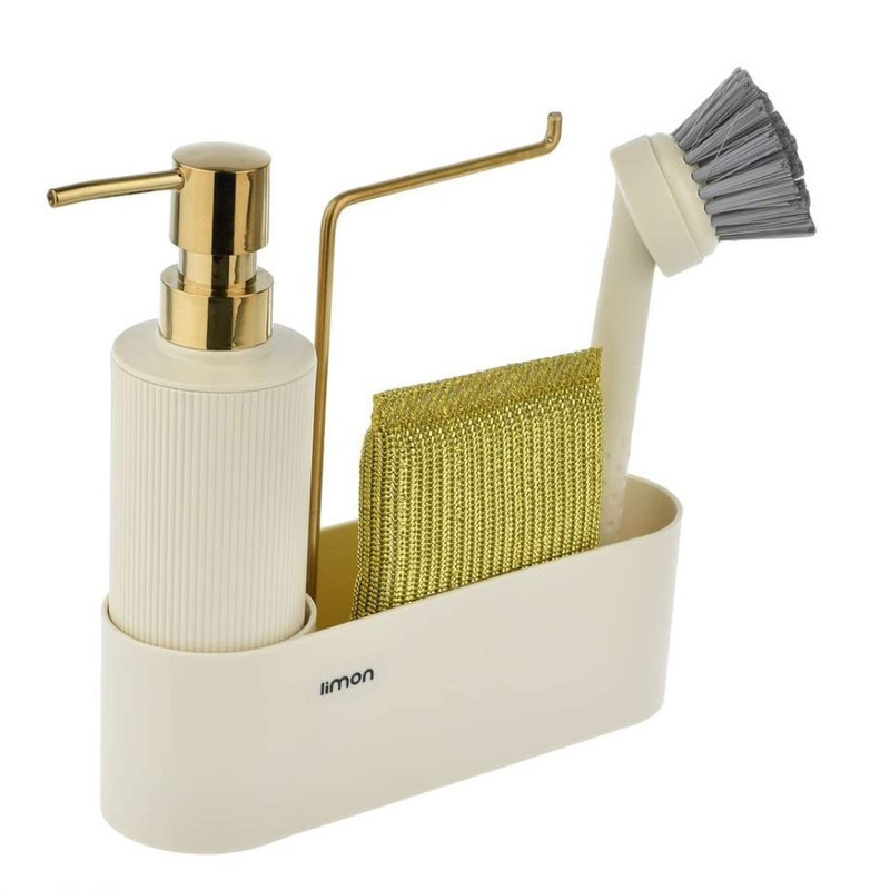 پمپ مایع ظرفشویی رومیزی لیمون مدل استند دار همراه فرچه کد HS2124