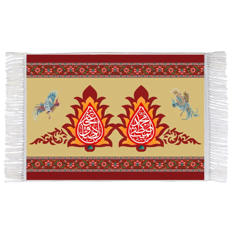 فرش ماشینی دیوارکوب اطلس آبی مدل یا محمد مصطفی و یا جعفر صادق کد T3701