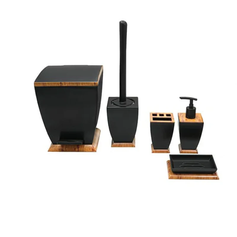ست سرویس بهداشتی 5 پارچه هارمونی مدل طرح چوب کد TP6577
