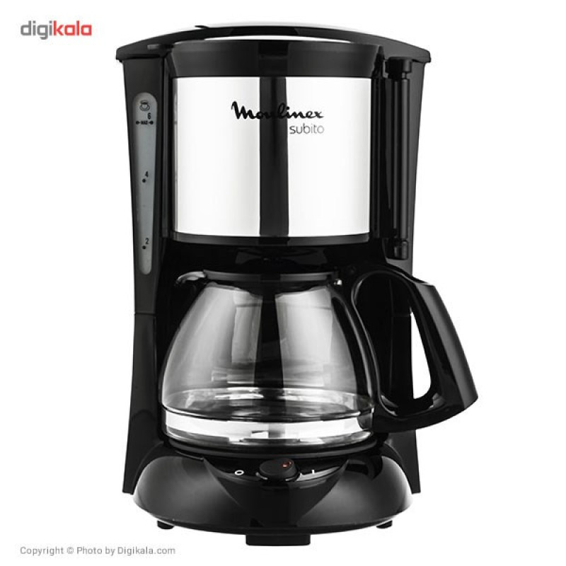 قهوه‌ساز مولینکس مدل FG1518، ظرفیت دم‌آوری شش فنجان با فیلتر دائمی، دارای صفحه گرم نگهدارنده قهوه