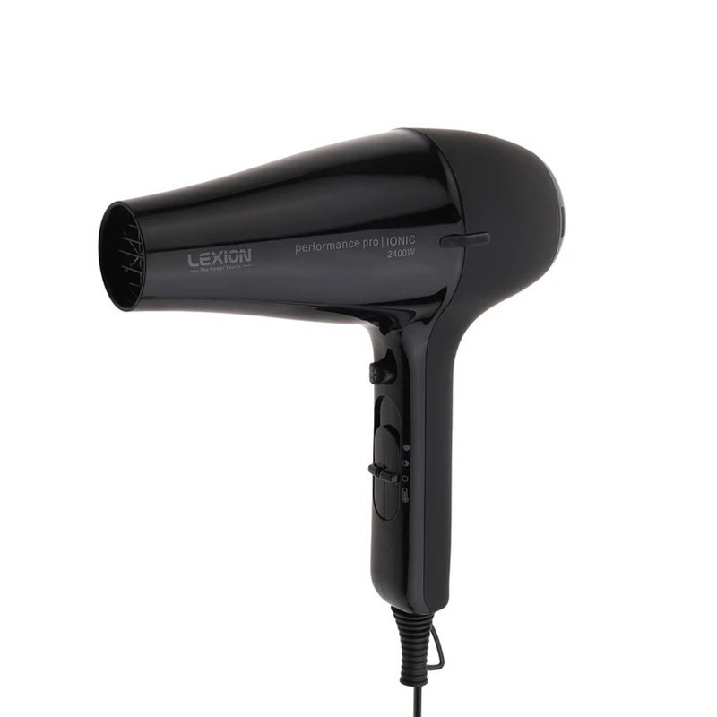 سشوار حرفه‌ای 2400 وات لکسیون مدل Performance pro HD:2089، موتور AC، وزن 500 گرم، المنت فلز، دارای سری دیسپانسر، متمرکز‌کننده باریک، متمرکز‌کننده پهن با ویژگی صاف‌کنندگی، حجم‌دهندگی، با قابلیت فناوری تولید یون