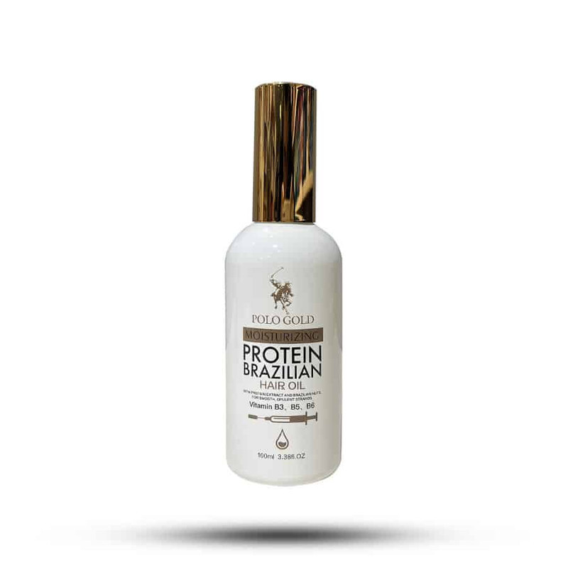 روغن تقویت‌کننده، برطرف کننده وز مو برزیلین پروتئین مدل Polo Gold مناسب برای موهای آسیب دیده حجم 100 میلی‌لیتر