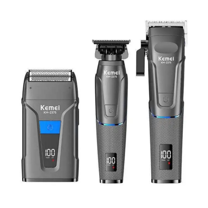 ماشین اصلاح موی سر و صورت شارژی کیمی مدل KM-2375 3in1  مجموعه 3 عددی