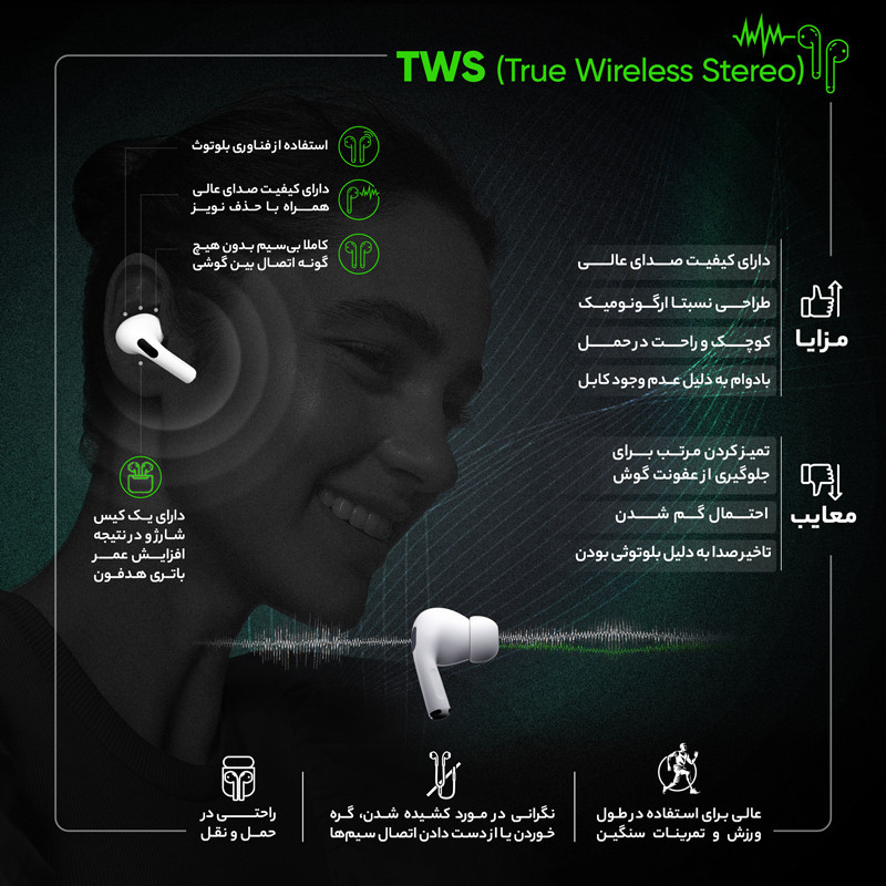هدفون بلوتوثی تسکو مدل TH 5353 TWS