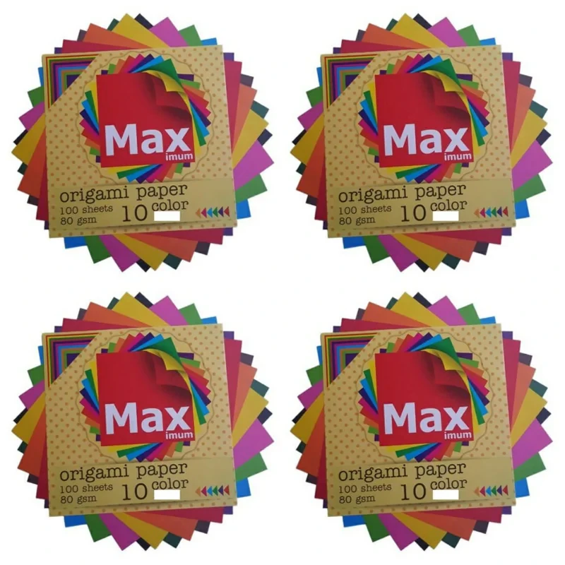 کاغذ اوریگامی مکث مدل رنگین کمان کد K1010 بسته 100 عددی مجموعه 4 عددی
