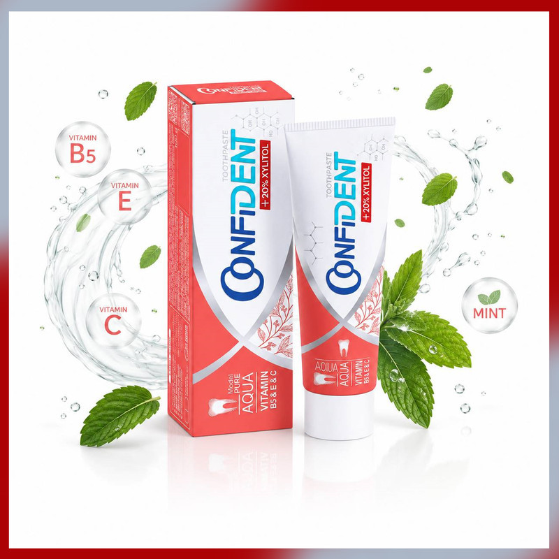 خمیر دندان ضد پوسیدگی کانفیدنت مدل Aqua-Pure06 مناسب برای انواع دندان حجم 100 میلی لیتر مجموعه 6 عددی
