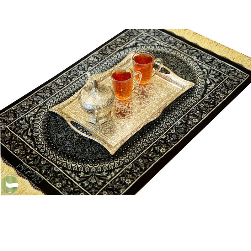 فرش دستبافت 0.25 متری براتی مدل لچک ترنج 1027 زمینه مشکی