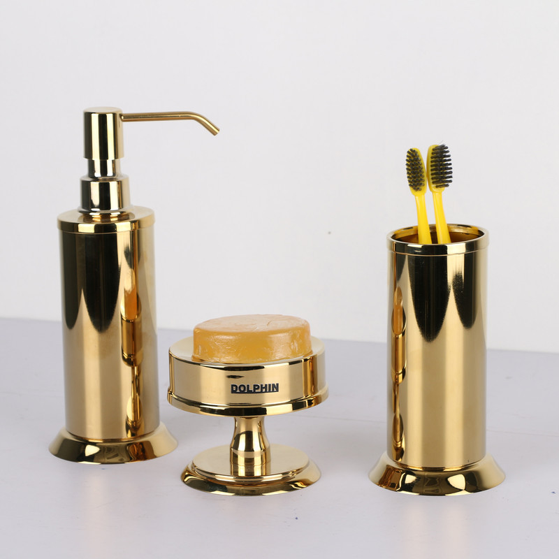 ست سرویس بهداشتی 3 پارچه دلفین مدل brass-003