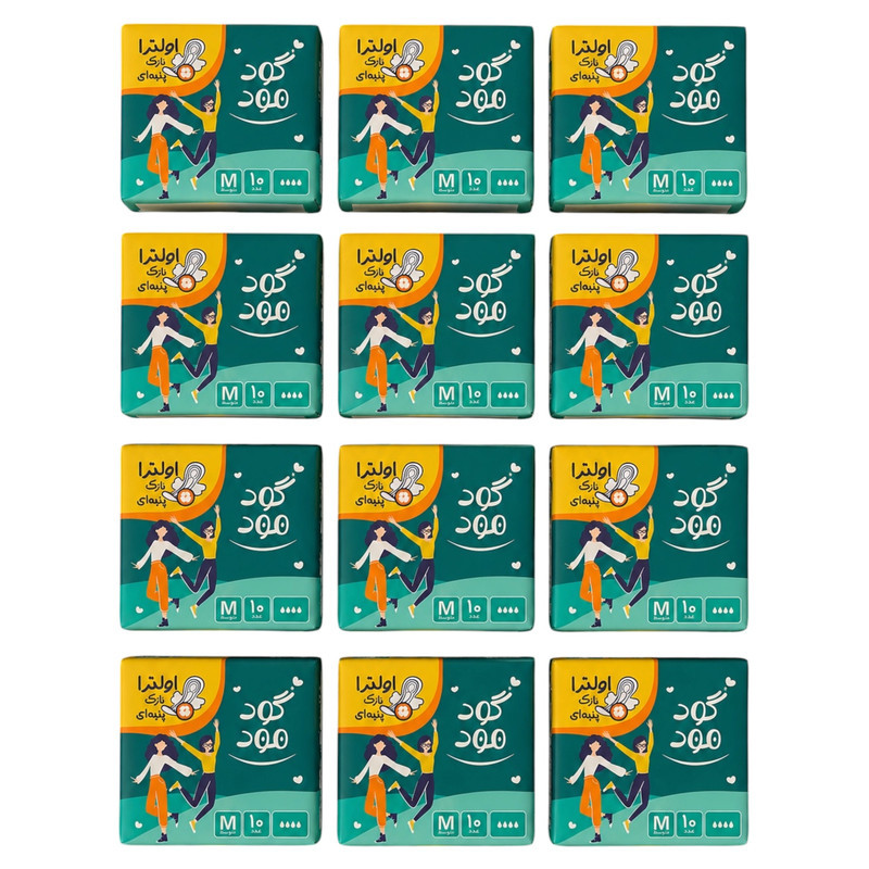 نوار بهداشتی بالدار نازک ضد حساسیت روز و شب گود مود مدل اولترا با جذب زیاد سایز متوسط شش بسته 10 عددی