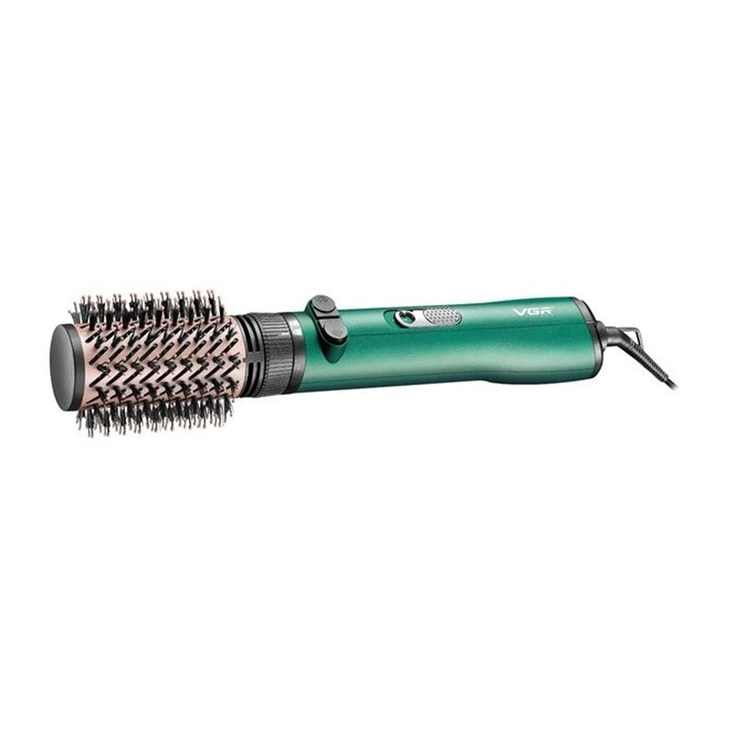 سشوار برس‌دار حالت‌دهنده 1000 وات وی جی ار مدل V-493، موتور DC، وزن 300 گرم، المنت سرامیک، دارای سری متمرکز‌کننده باریک، متمرکز‌کننده پهن، سری برس‌دار گرد پهن، سری برس‌دار تخت با ویژگی صاف‌کنندگی، حجم‌دهندگی، با قابلیت باد سرد