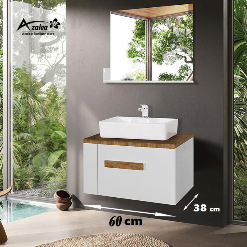 ست کابینت و روشویی آزالیا مدل W006 به همراه آینه شلف دار