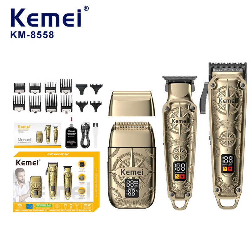 ماشین اصلاح موی سر و صورت شارژی کیمی مدل KM-8558 3in1 مجموعه 3 عددی
