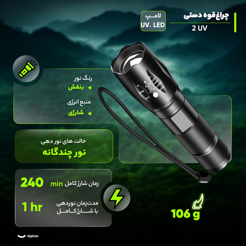چراغ قوه دستی مدل 2 UV