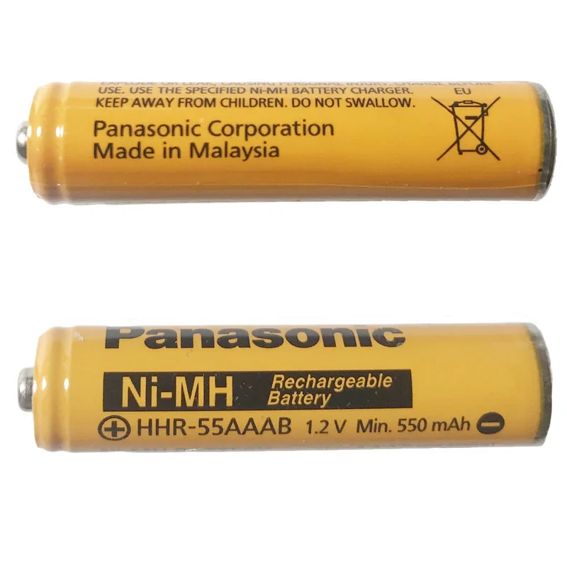باتری نیم قلمی قابل شارژ تلفن بی سیم پاناسونیک مدل Ni-MHHHR-55AAAB بسته دو عددی