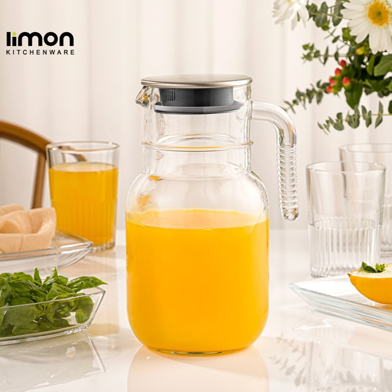 پارچ لیمون مدل شیشه ای درب استیل کد H2376