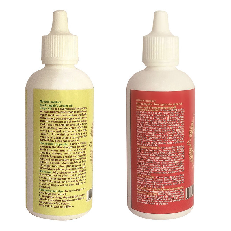 روغن تقویت کننده مو، مژه و ابرو مرهم یاب مدل هسته انار و زنجبیل حجم 80 میلی لیتر مجموعه 2 عددی