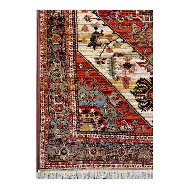 فرش ماشینی 700 شانه زمینه کرم حاشیه کرم مدل شاهکار نوین کد YN-N124-2509