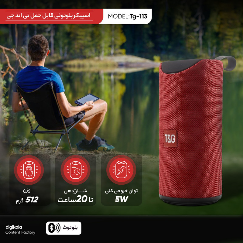 اسپیکر بلوتوثی قابل حمل تی اند جی مدل Tg-113