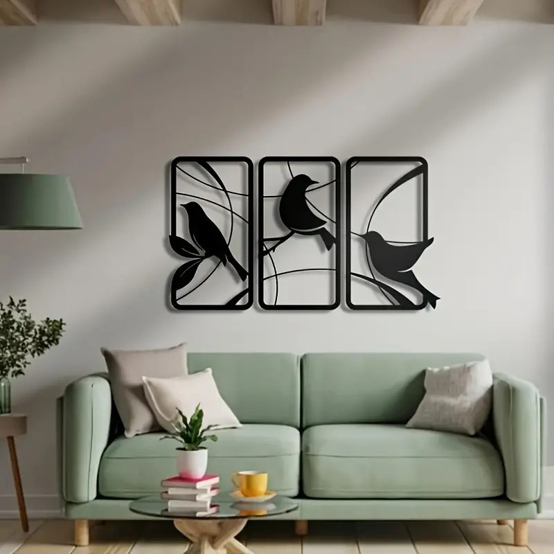 دیوارکوب مدل چوبی پرنده کد T64-2 مجموعه سه عددی